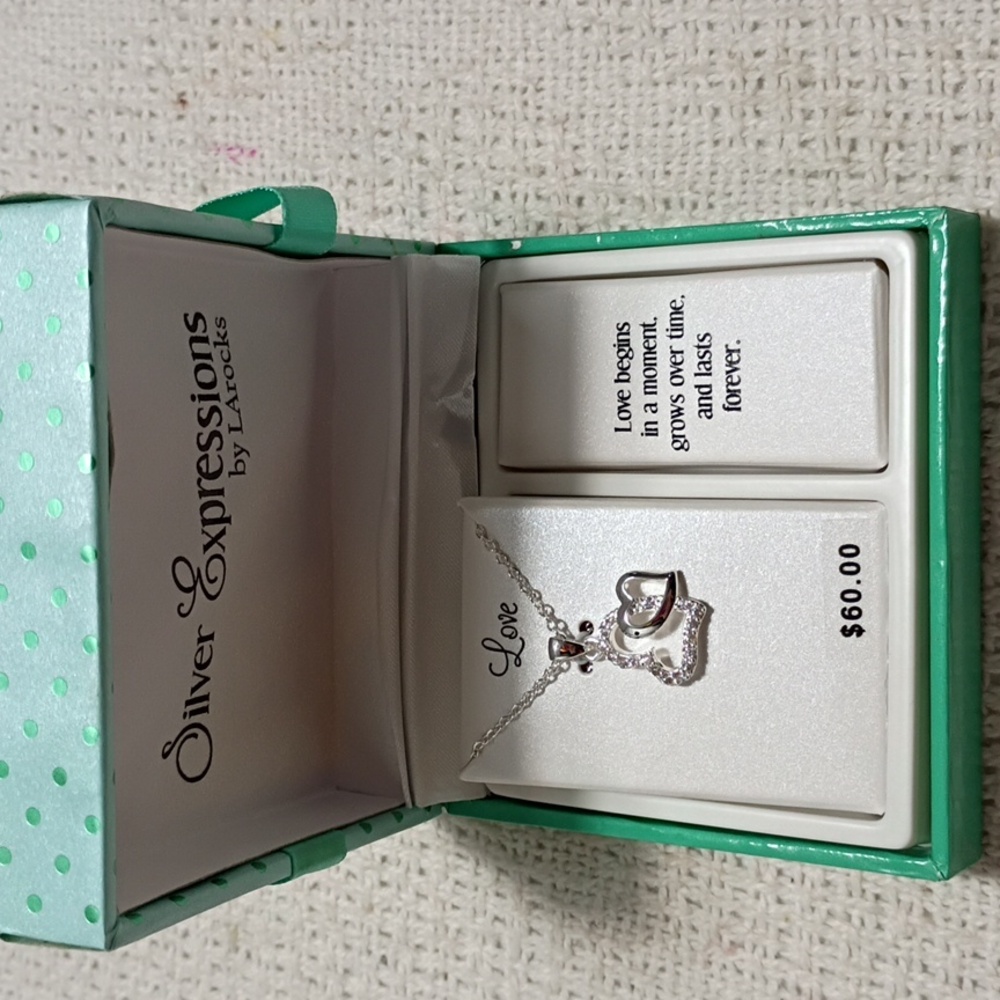 NIB Love necklace Silver Expressions by LArocks Fine Silver Plated